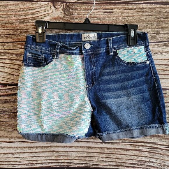 "Jordache" Girls jean short shorts Size: 16 Sequences Pre-owned - Picture 1 of 5